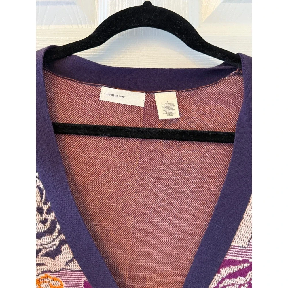 Sleeping on‎ Snow Floral Knit Cardigan L Angora Blend Ruffle Hem